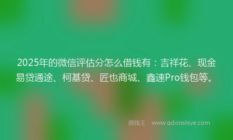 2025年的微信评估分怎么借钱有：吉祥花、现金易贷通途、柯基贷、匠也商城、鑫速Pro钱包等。