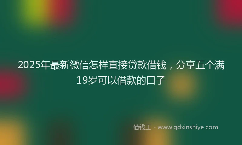 2025年最新微信怎样直接贷款借钱，分享五个满19岁可以借款的口子