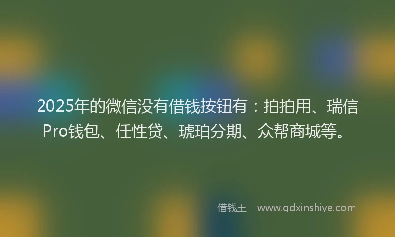 2025年的微信没有借钱按钮有：拍拍用、瑞信Pro钱包、任性贷、琥珀分期、众帮商城等。