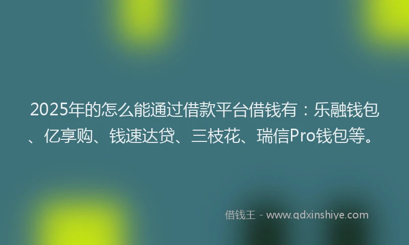2025年的怎么能通过借款平台借钱有：乐融钱包、亿享购、钱速达贷、三枝花、瑞信Pro钱包等。
