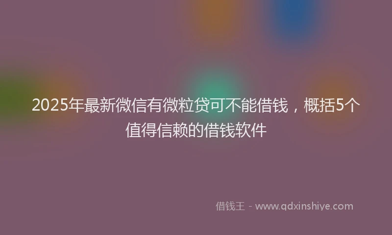2025年最新微信有微粒贷可不能借钱，概括5个值得信赖的借钱软件