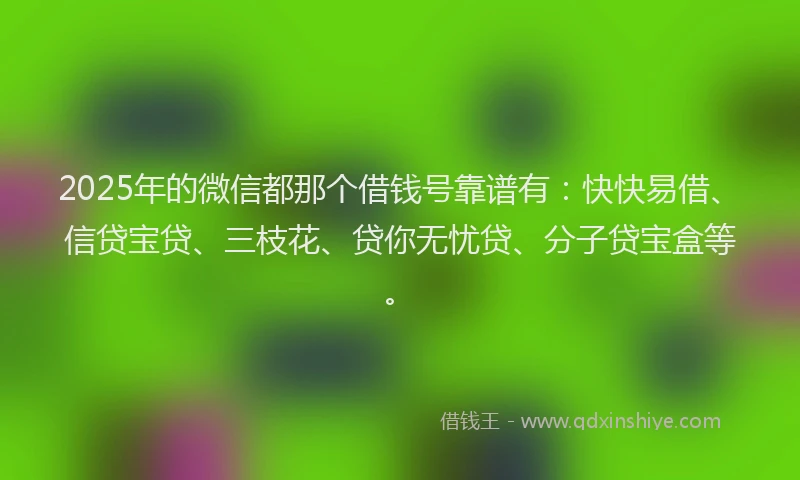 2025年的微信都那个借钱号靠谱有：快快易借、信贷宝贷、三枝花、贷你无忧贷、分子贷宝盒等。