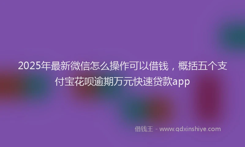 2025年最新微信怎么操作可以借钱，概括五个支付宝花呗逾期万元快速贷款app