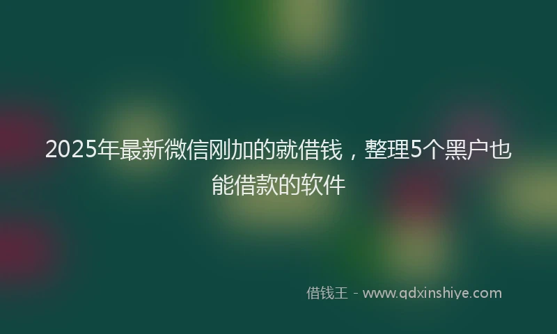 2025年最新微信刚加的就借钱，整理5个黑户也能借款的软件
