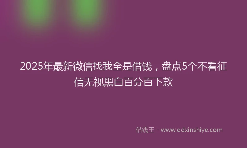 2025年最新微信找我全是借钱，盘点5个不看征信无视黑白百分百下款