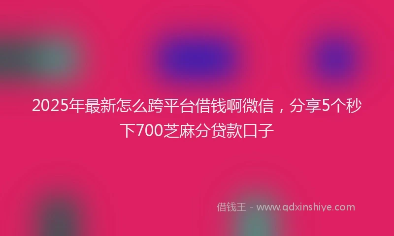2025年最新怎么跨平台借钱啊微信，分享5个秒下700芝麻分贷款口子