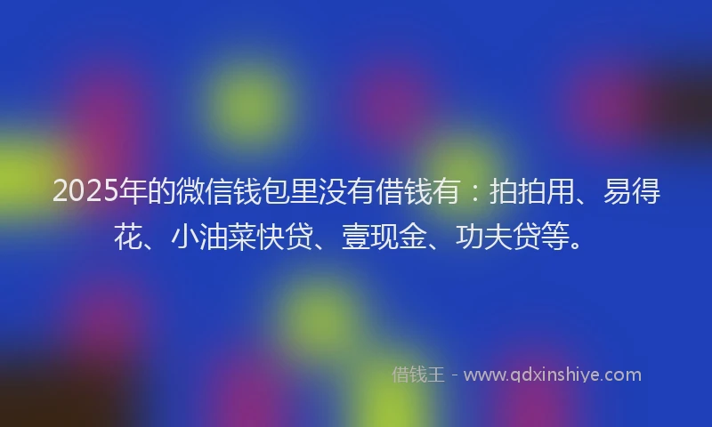 2025年的微信钱包里没有借钱有：拍拍用、易得花、小油菜快贷、壹现金、功夫贷等。