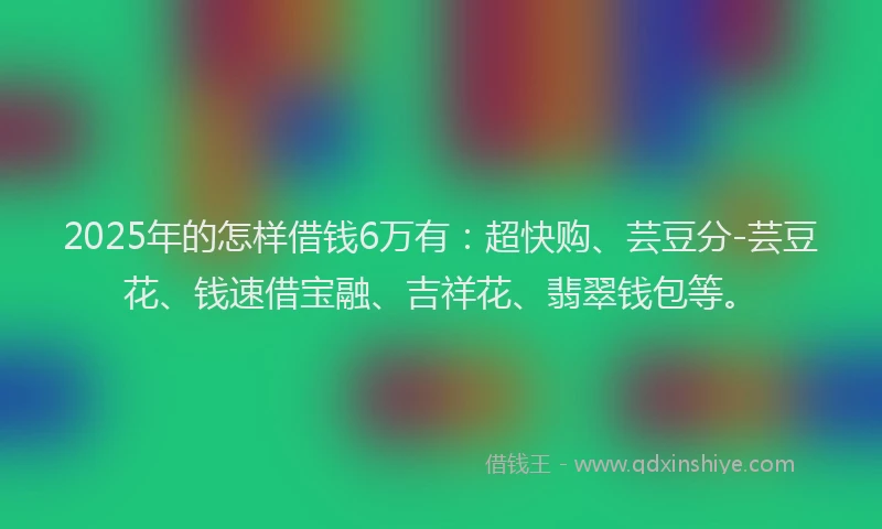 2025年的怎样借钱6万有：超快购、芸豆分-芸豆花、钱速借宝融、吉祥花、翡翠钱包等。