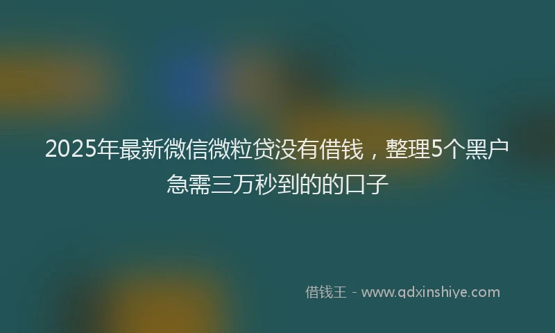 2025年最新微信微粒贷没有借钱，整理5个黑户急需三万秒到的的口子