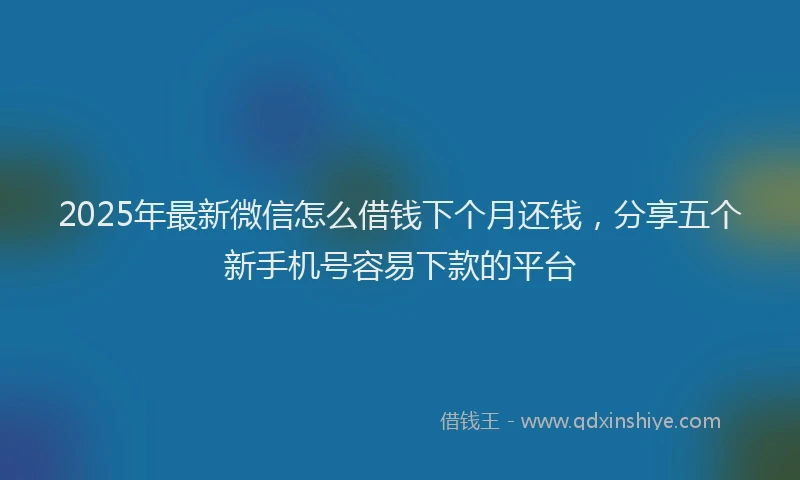 2025年最新微信怎么借钱下个月还钱，分享五个新手机号容易下款的平台