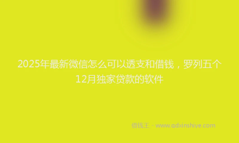 2025年最新微信怎么可以透支和借钱，罗列五个12月独家贷款的软件