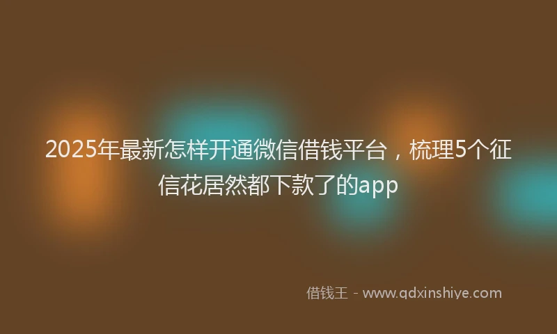 2025年最新怎样开通微信借钱平台，梳理5个征信花居然都下款了的app
