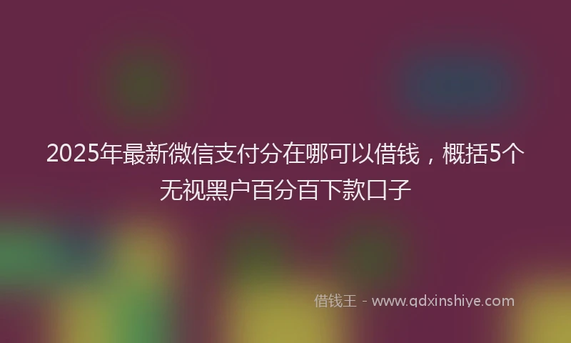 2025年最新微信支付分在哪可以借钱，概括5个无视黑户百分百下款口子