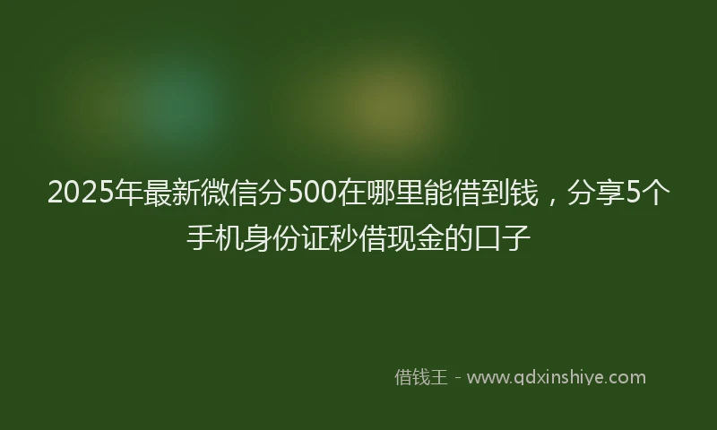 2025年最新微信分500在哪里能借到钱，分享5个手机身份证秒借现金的口子