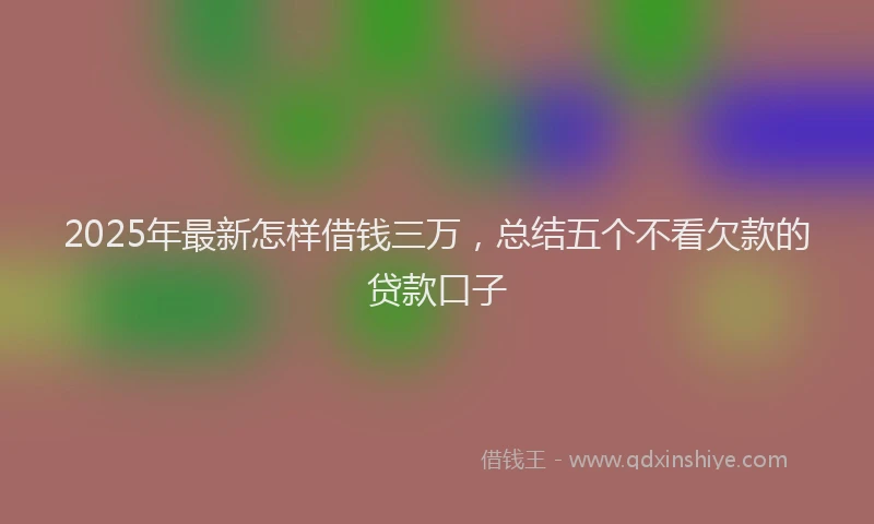 2025年最新怎样借钱三万，总结五个不看欠款的贷款口子