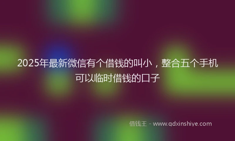 2025年最新微信有个借钱的叫小，整合五个手机可以临时借钱的口子