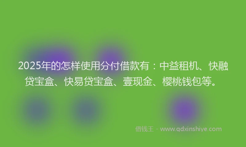 2025年的怎样使用分付借款有：中益租机、快融贷宝盒、快易贷宝盒、壹现金、樱桃钱包等。
