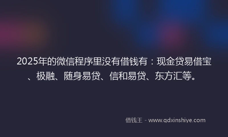 2025年的微信程序里没有借钱有：现金贷易借宝、极融、随身易贷、信和易贷、东方汇等。