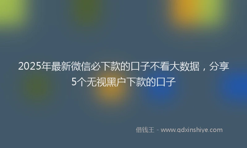 2025年最新微信必下款的口子不看大数据，分享5个无视黑户下款的口子