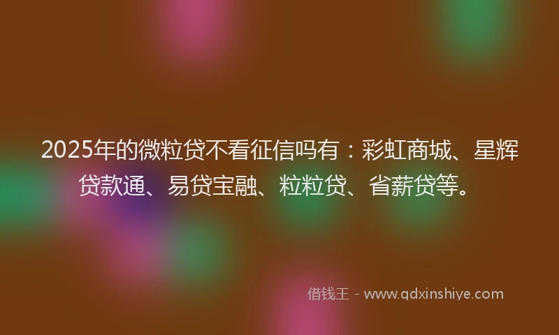 2025年的微粒贷不看征信吗有：彩虹商城、星辉贷款通、易贷宝融、粒粒贷、省薪贷等。