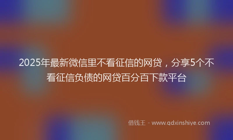 2025年最新微信里不看征信的网贷，分享5个不看征信负债的网贷百分百下款平台