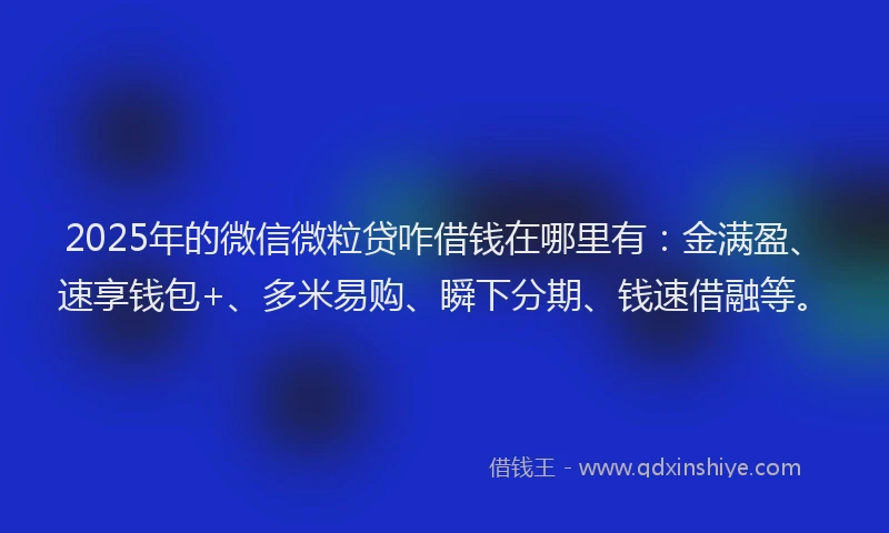 2025年的微信微粒贷咋借钱在哪里有：金满盈、速享钱包+、多米易购、瞬下分期、钱速借融等。