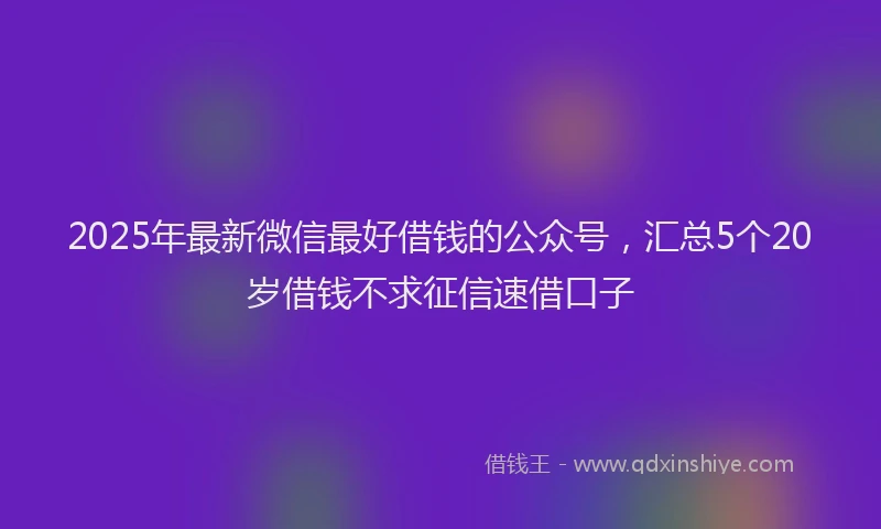 2025年最新微信最好借钱的公众号，汇总5个20岁借钱不求征信速借口子