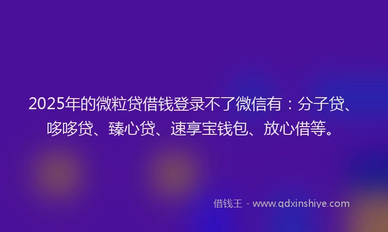 2025年的微粒贷借钱登录不了微信有：分子贷、哆哆贷、臻心贷、速享宝钱包、放心借等。