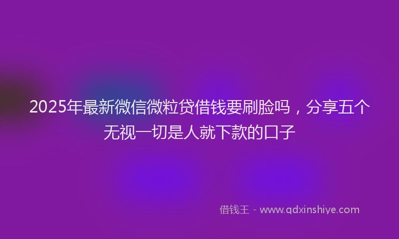 2025年最新微信微粒贷借钱要刷脸吗，分享五个无视一切是人就下款的口子