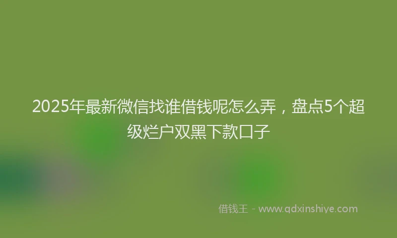 2025年最新微信找谁借钱呢怎么弄，盘点5个超级烂户双黑下款口子