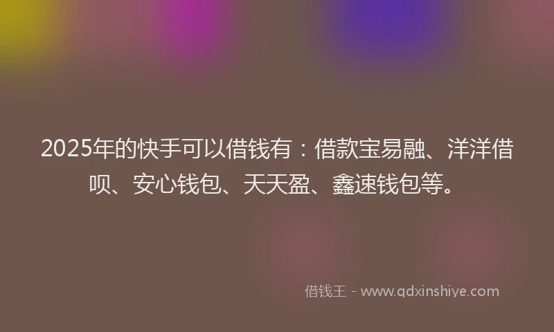 2025年的快手可以借钱有：借款宝易融、洋洋借呗、安心钱包、天天盈、鑫速钱包等。