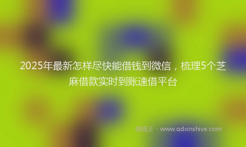 2025年最新怎样尽快能借钱到微信，梳理5个芝麻借款实时到账速借平台