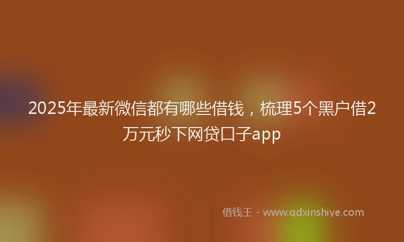 2025年最新微信都有哪些借钱，梳理5个黑户借2万元秒下网贷口子app