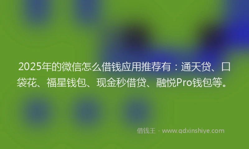 2025年的微信怎么借钱应用推荐有：通天贷、口袋花、福星钱包、现金秒借贷、融悦Pro钱包等。