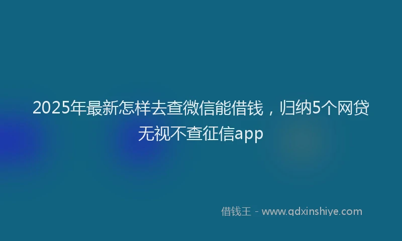 2025年最新怎样去查微信能借钱，归纳5个网贷无视不查征信app