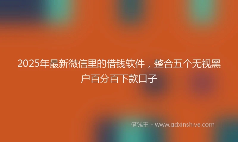 2025年最新微信里的借钱软件，整合五个无视黑户百分百下款口子