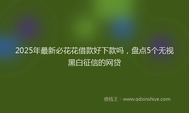 2025年最新必花花借款好下款吗，盘点5个无视黑白征信的网贷