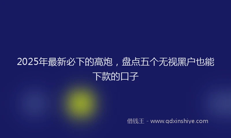 2025年最新必下的高炮，盘点五个无视黑户也能下款的口子