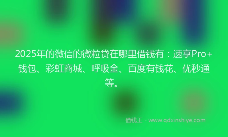 2025年的微信的微粒贷在哪里借钱有：速享Pro+钱包、彩虹商城、呼吸金、百度有钱花、优秒通等。