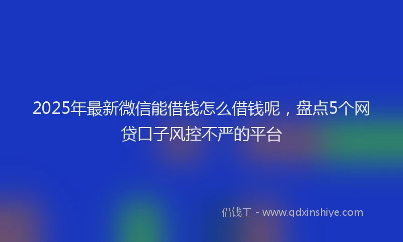 2025年最新微信能借钱怎么借钱呢，盘点5个网贷口子风控不严的平台