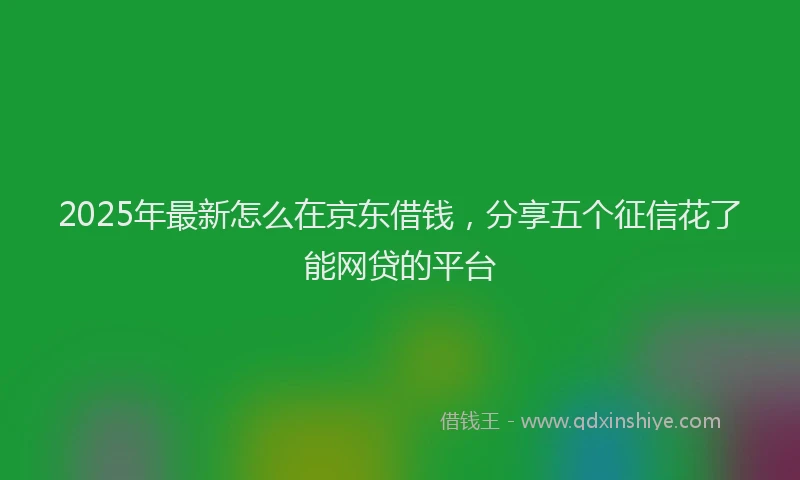 2025年最新怎么在京东借钱，分享五个征信花了能网贷的平台