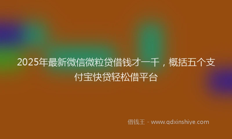 2025年最新微信微粒贷借钱才一千，概括五个支付宝快贷轻松借平台