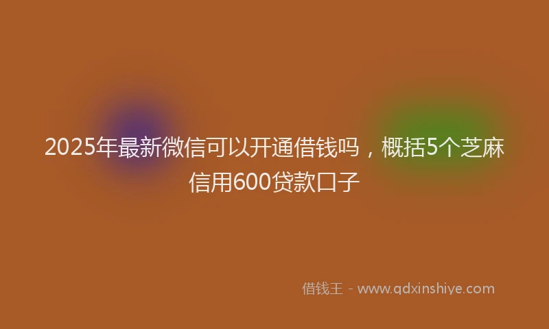 2025年最新微信可以开通借钱吗，概括5个芝麻信用600贷款口子