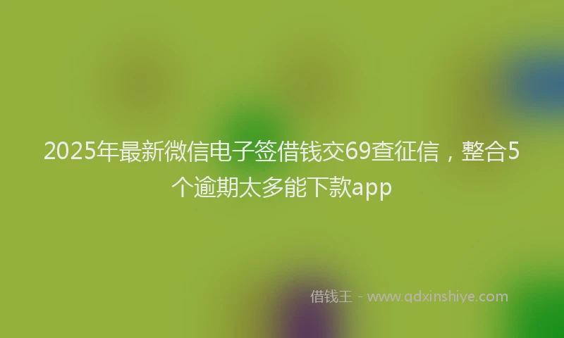 2025年最新微信电子签借钱交69查征信，整合5个逾期太多能下款app