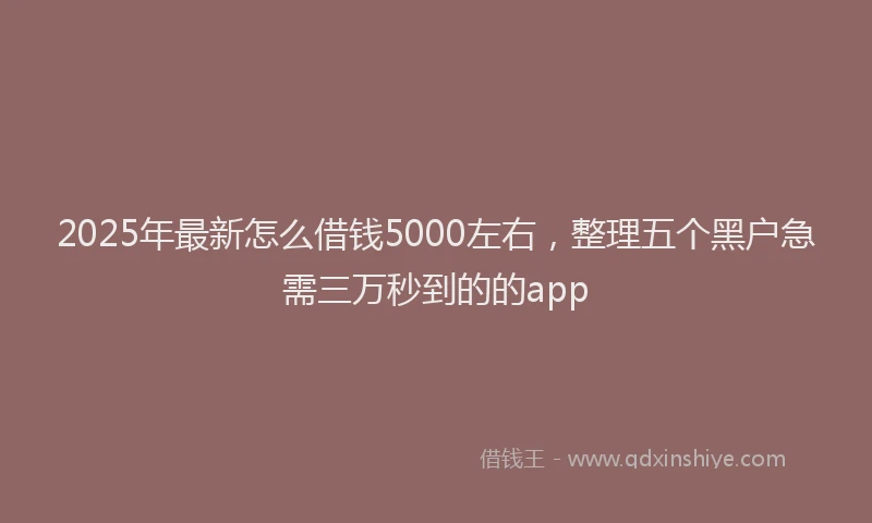 2025年最新怎么借钱5000左右，整理五个黑户急需三万秒到的的app