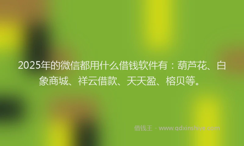 2025年的微信都用什么借钱软件有：葫芦花、白象商城、祥云借款、天天盈、榕贝等。