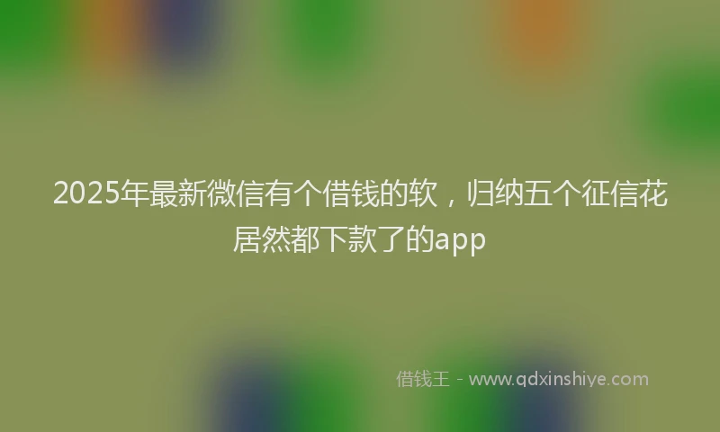 2025年最新微信有个借钱的软，归纳五个征信花居然都下款了的app