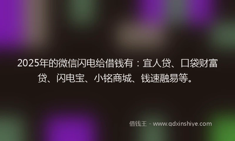 2025年的微信闪电给借钱有：宜人贷、口袋财富贷、闪电宝、小铭商城、钱速融易等。