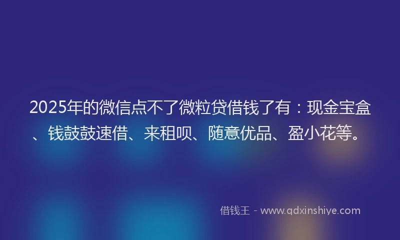 2025年的微信点不了微粒贷借钱了有：现金宝盒、钱鼓鼓速借、来租呗、随意优品、盈小花等。