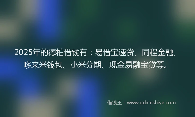 2025年的德柏借钱有：易借宝速贷、同程金融、哆来米钱包、小米分期、现金易融宝贷等。